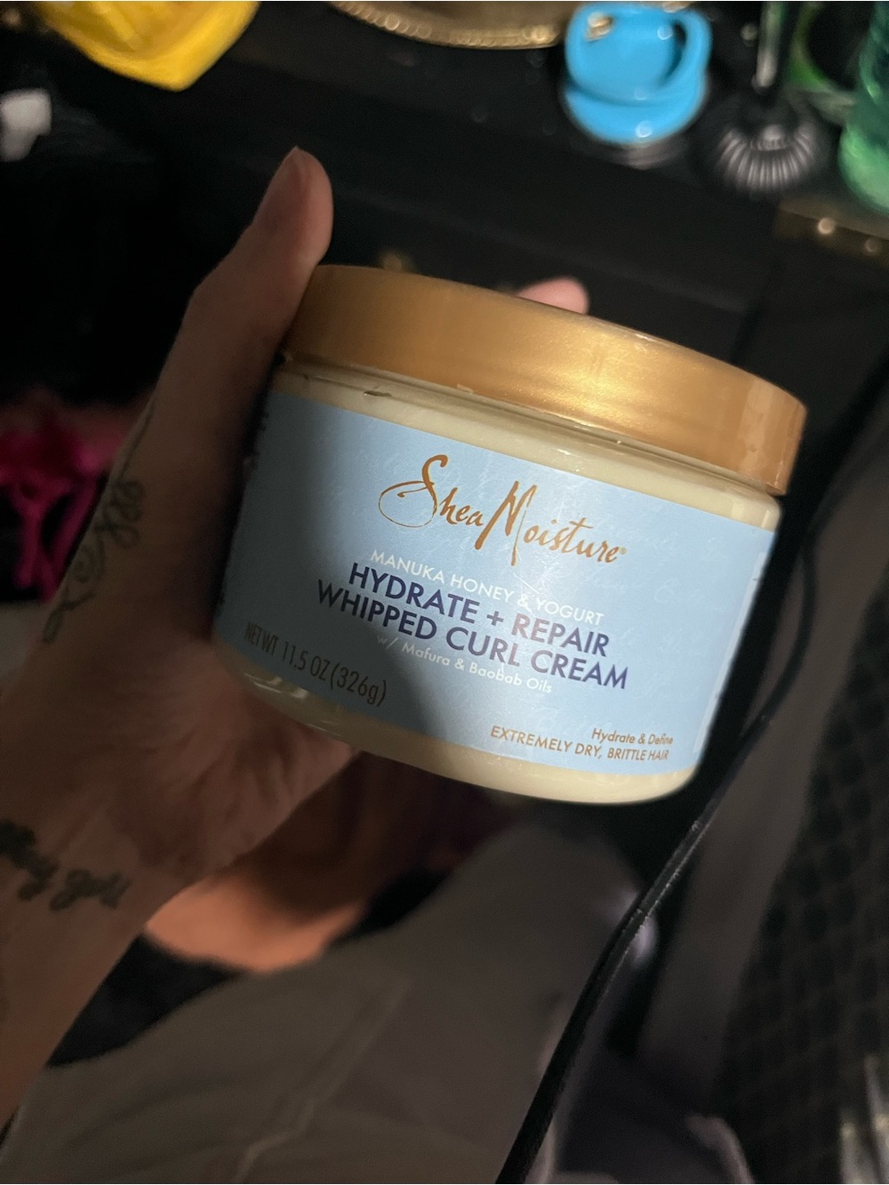 Shea Moisture Hydrate + Repair Whipped Curl Cream - Light Blue & Gold Lid